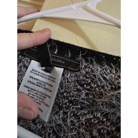 BCBG Maxazria Oversized Fuzzy Cardigan SZ M Aztec Leather Strap Closure Sweater - Picture 3 of 12